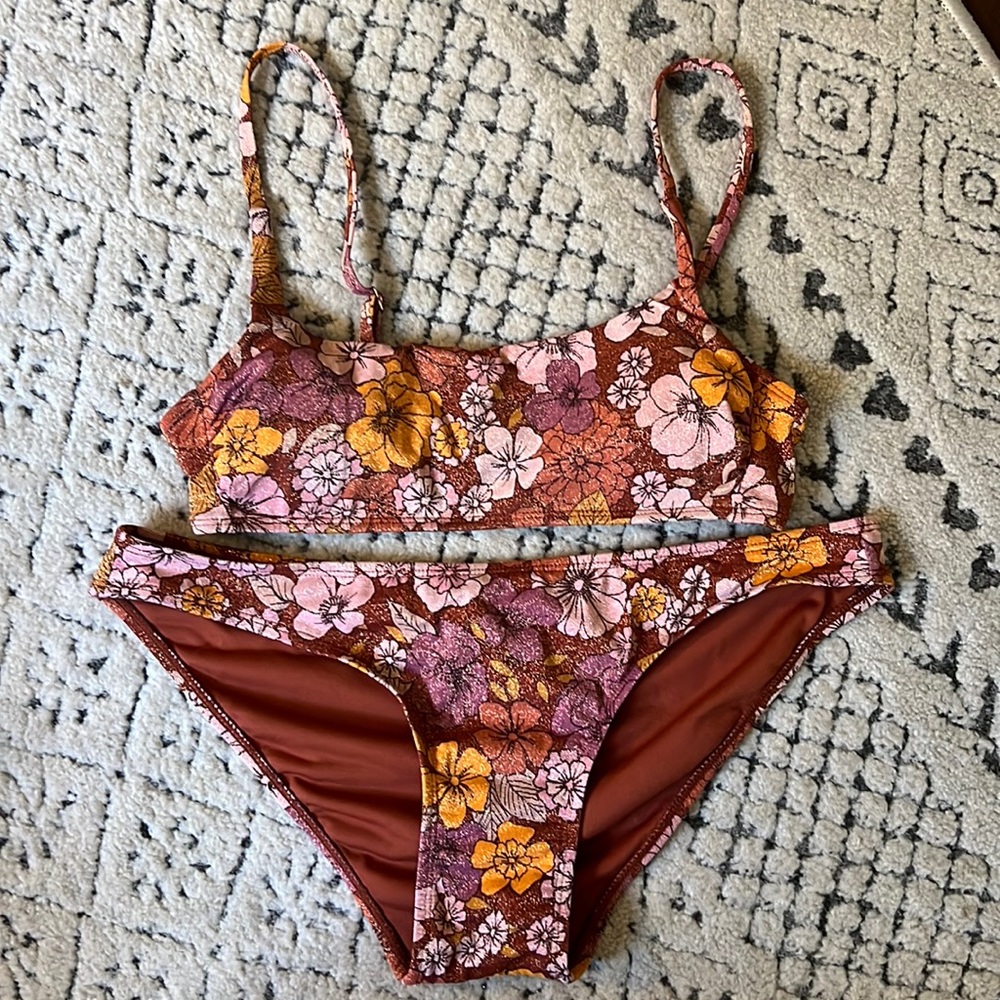Shimmery Floral Matching Bikini